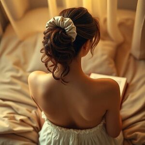 Elegant White Satin Hair Tie| big hair tie | large scrunchie